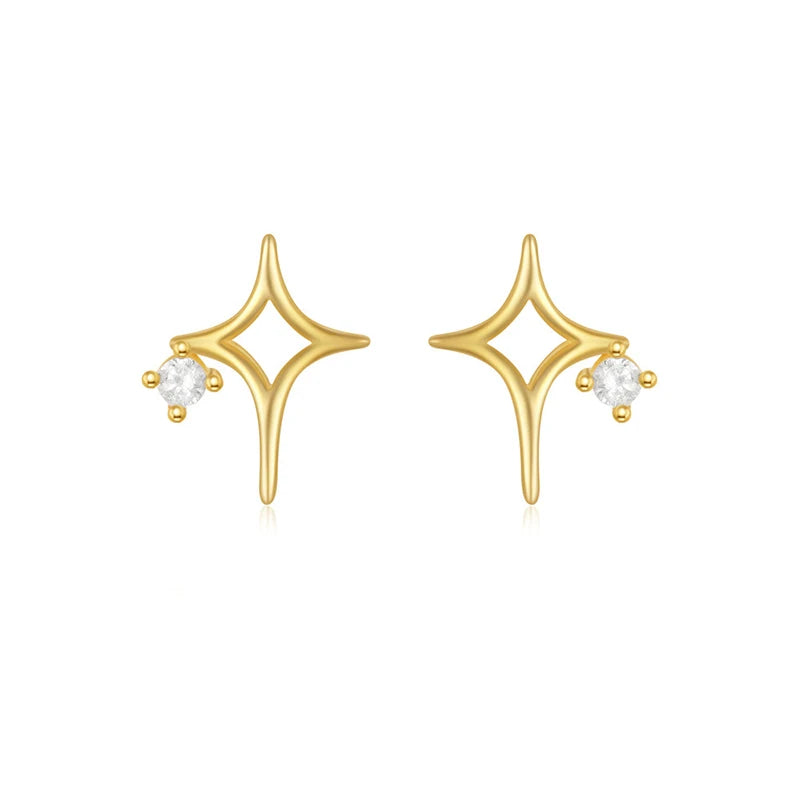 Star Earrings Minimalist Flower Rose Zircon Stud Earrings DS4992