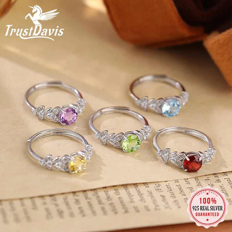 Natural Crystal Stone Adjustable Leaf Ring DS4423