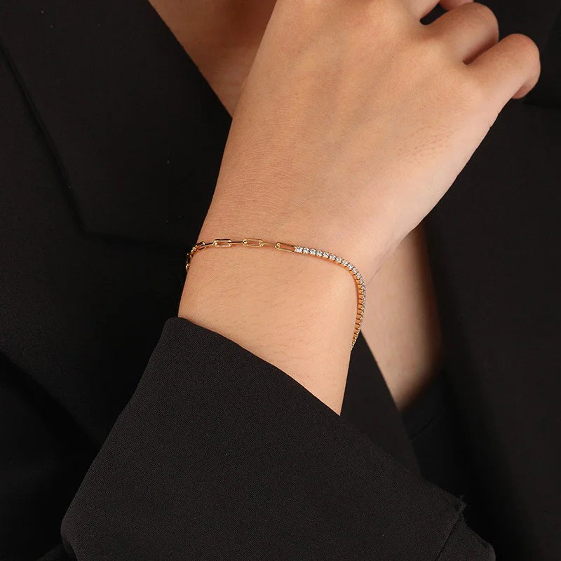Lock Spliced Zircon Bracelet DS4820