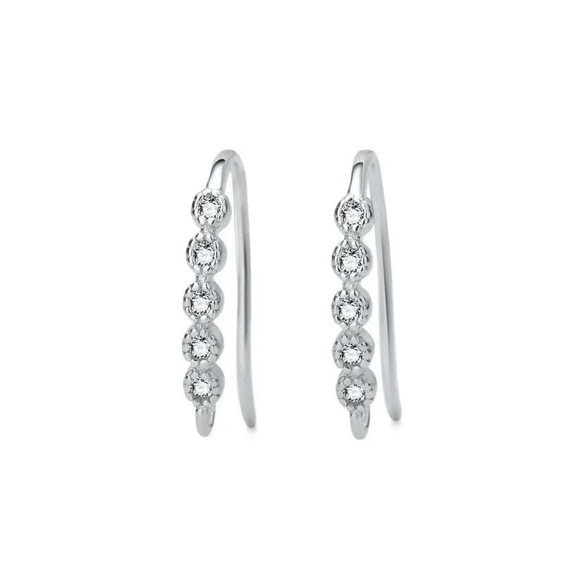 TrustDavis Real 925 Sterling Silver Fashion Dazzling CZ Opening Handmade Ear Hook Earring DIY Accessories Fine Jewelry HY365