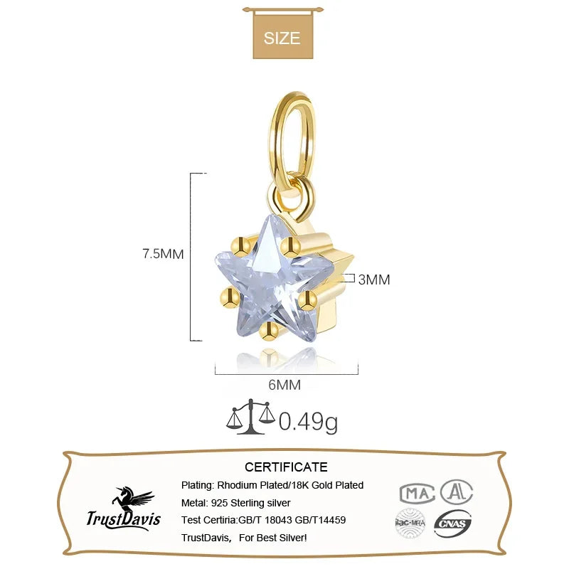 6mm Star Dazzling CZ Pendant HY857