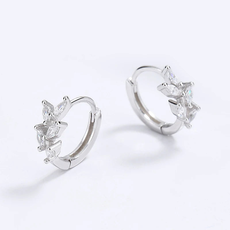 TrustDavis Real 925 Sterling Silver 2022 Fashion Leaf Zircon Charm Hoop Earrings For Women Wedding Statement Fine Jewelry DG0103