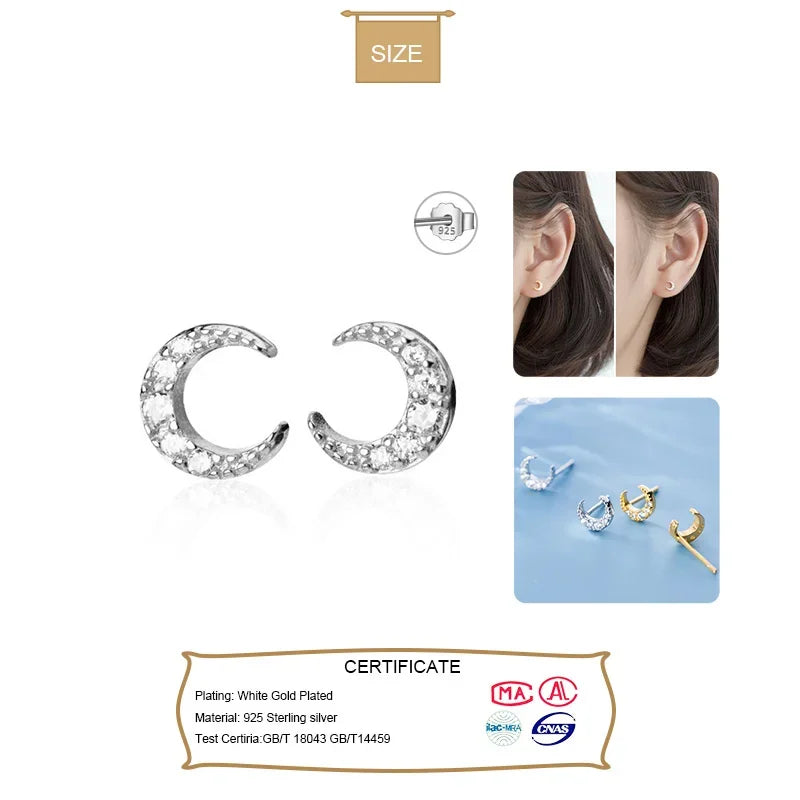 Sweet Mini Moon Stud Earrings DA899