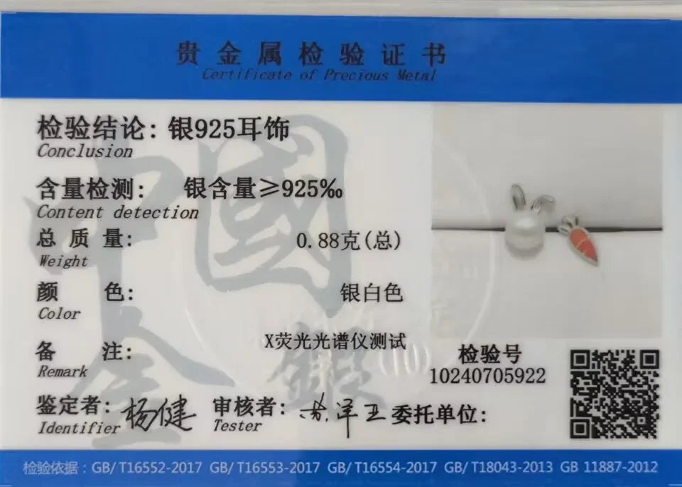 TrustDavis Girls Real 925 Sterling Silver Cute Rabbit Carrot Stud Earrings For Daughter Fine Birthday Jewelry Gift DS3962