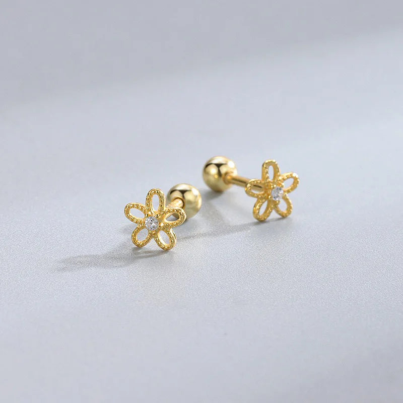 Flower Zircon Screw Earrings DS4798