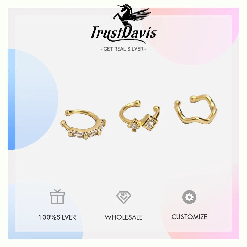 Irregularly Curved Zircon Ear Clips DS4802