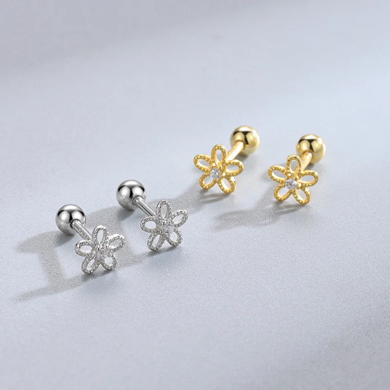 Flower Zircon Screw Earrings DS4798