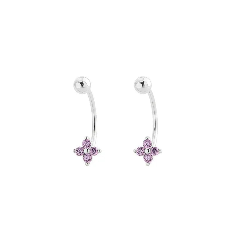 Four Leaf Clover Earring Multicolor Cubic Zircon Screw Earrings DS5006