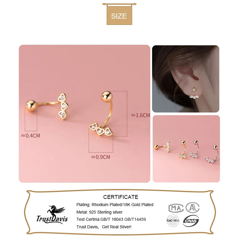 Heart Beads Screw Stud Earrings DA2858