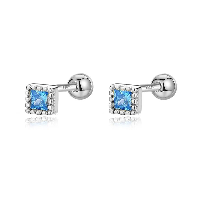 Geometric Star Colour CZ Screw Stud Earrings For Women Wedding Fine Jewelry DA052