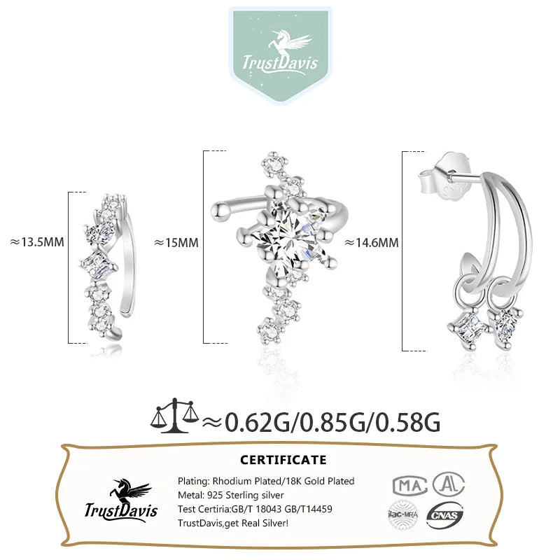 Star Moon Zircon Single Clips Earrings  DS4749