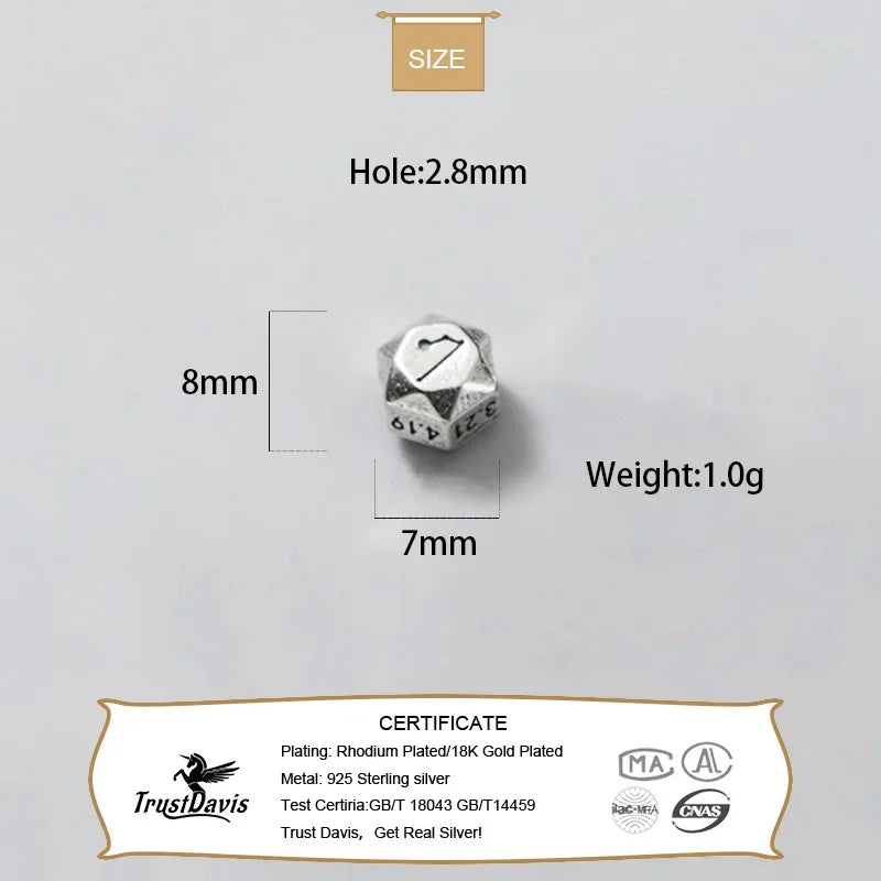 TrustDavis Real 925 Sterling Silver Beads Fashion 12 Constellation Charm Beads Fit Bracelet Necklace Accessories Jewelry HY886