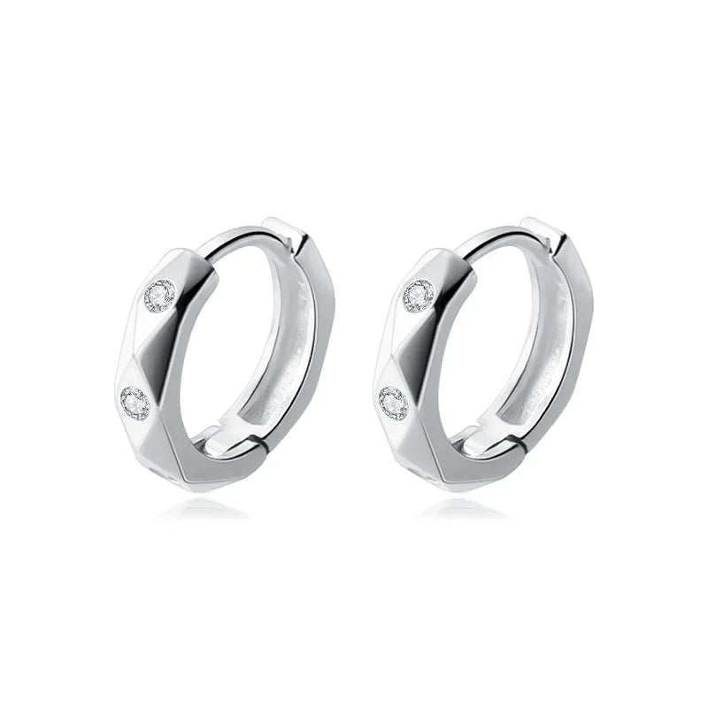 TrustDavis Real 925 Sterling Silver Fashion Geometric Rhombus Unique CZ Hoop Earring For Women Wedding Christmas Jewelry DA2730