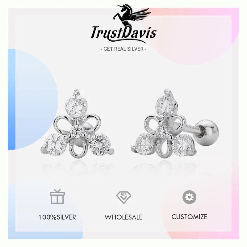 Fashion Simple Triangular Zircon Screw Earrings DS4752