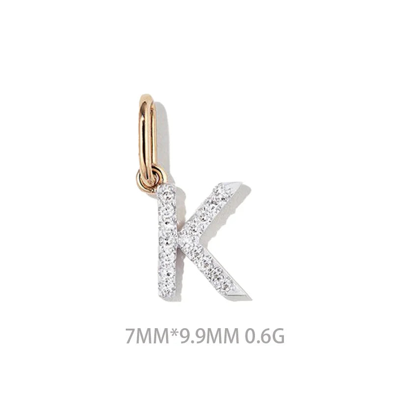 Trustdavis Real 925 Sterling Silver Feshion Simple 26 Letter Zircon Pendant DIY Accessories for Women Girls Fine Jewelry DS4738