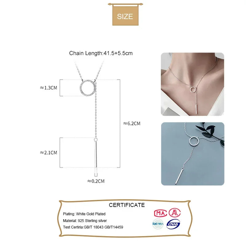 Round Stick Chain Dazzling Pendant Short Clavicle Necklace DA982