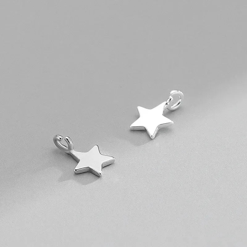 TrustDavis Real 925 Sterling Silver Star Pendant Handmade DIY Necklace Bracelet Accessories for Children Jewelry Fine DH0018