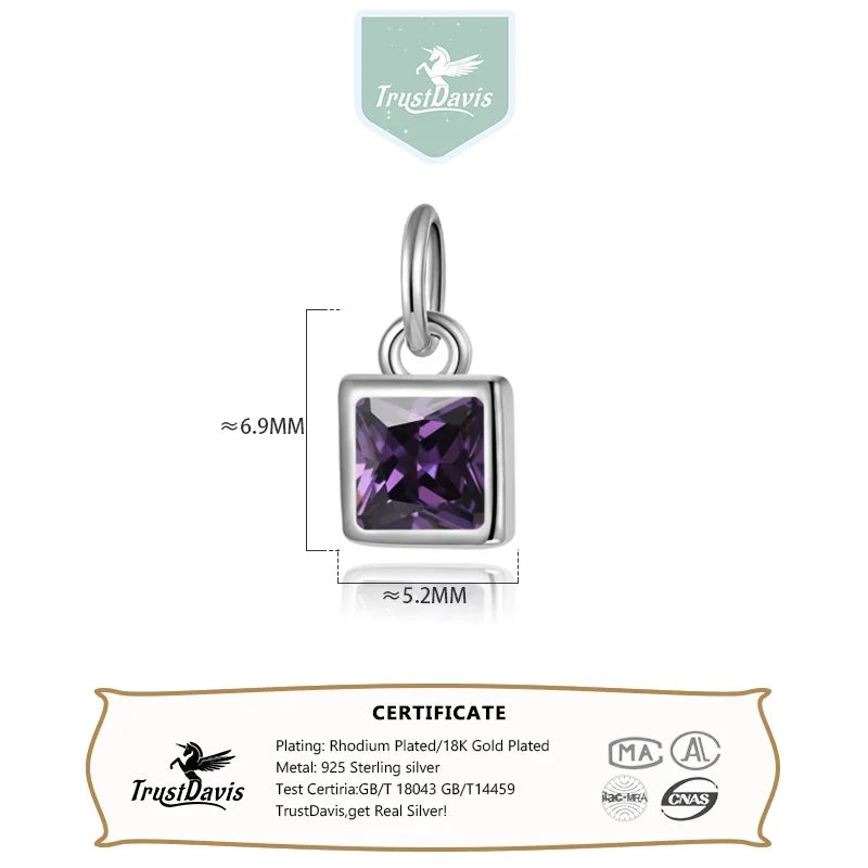 Square Zircon Pendant DIY Accessories Jewelry DZ1033
