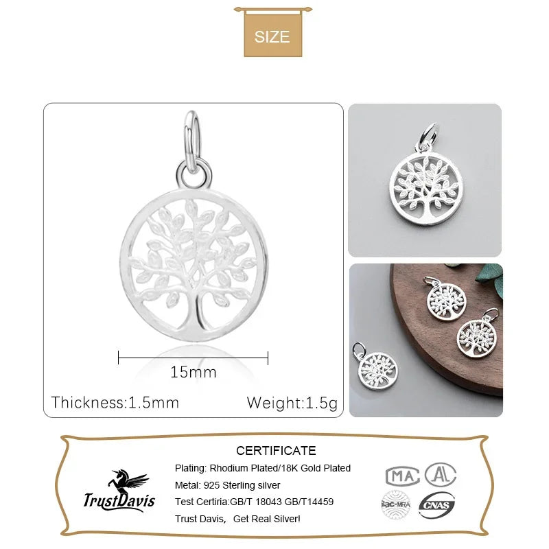 14mm Round Tree Charm Pendant  DZ118