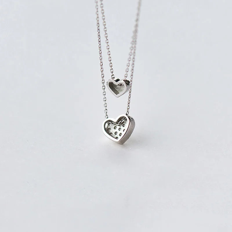 Double Heart Chain Necklace DB296