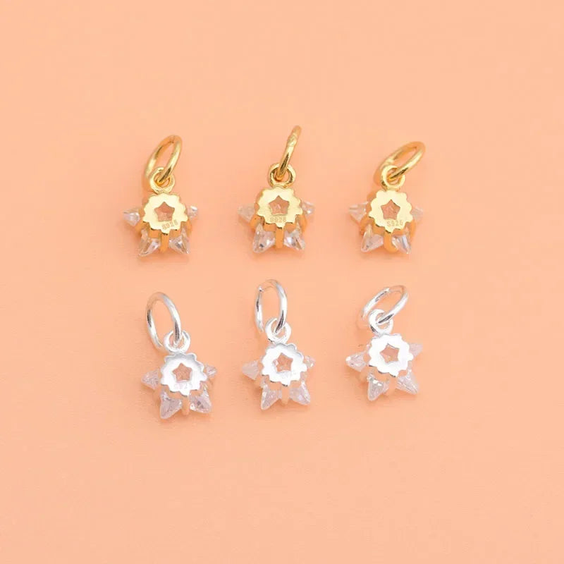 TrustDavis Real 925 Sterling Silver Fashion Mini Star CZ Charm Pendant Handmade DIY Accessories Fine Jewelry Wholesale HY036