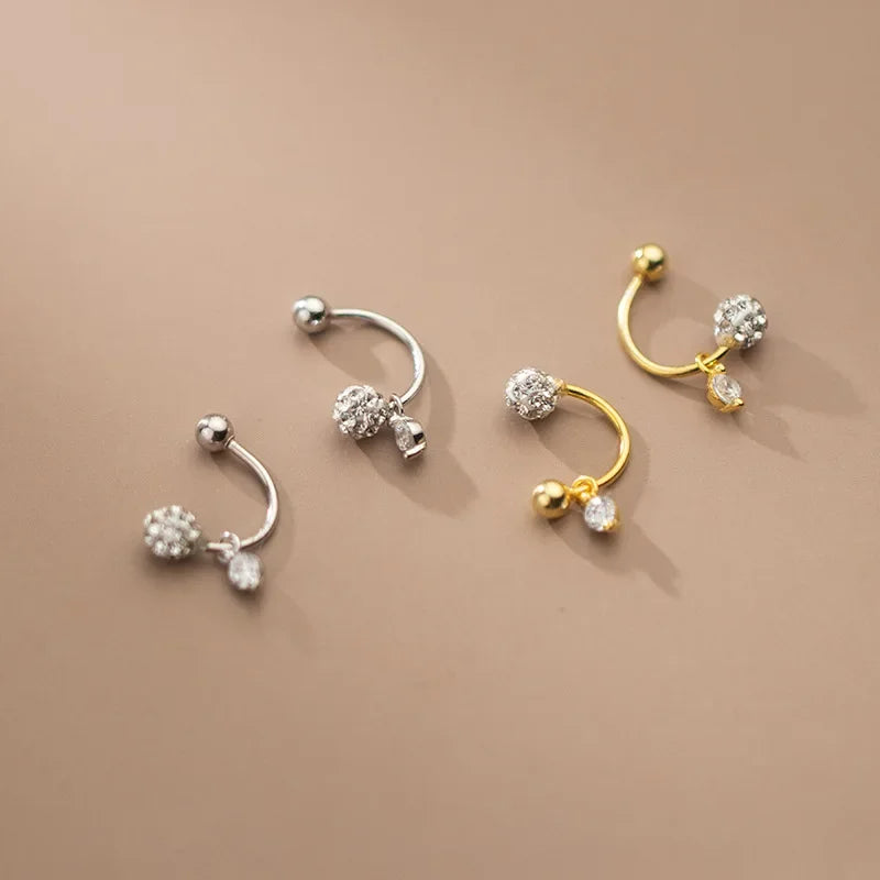 TrustDavis Real 925 Sterling Silver Fashion Unique Ball CZ Screw Stud Earrings For Women Wedding Party Fine S925 Jewelry DA2440