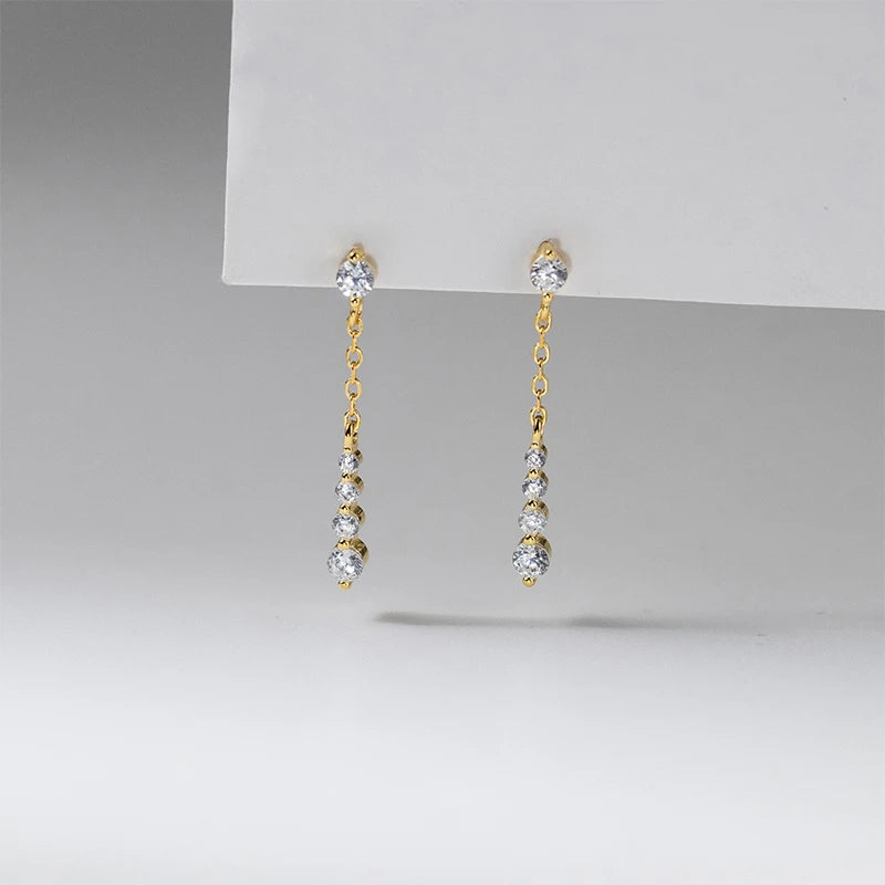 Tassel Zircon Stud Earrings for Women Daily Wear Jewelry Gift DS4981