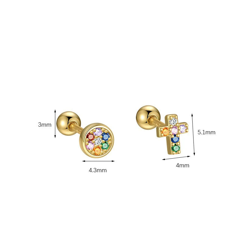 Zirconia Cross Screw Earrings DS4710