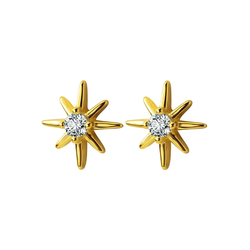 Trusta 100% 925 Sterling Silver Stud Earrings Star Ray New Style Fine Real Silver Jewelry for Daughter Birthday Gift DS1350