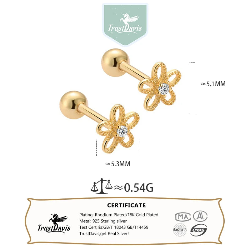 Flower Zircon Screw Earrings DS4798
