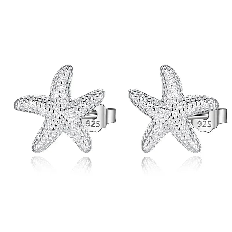 TrustDavis 100% 925 Sterling Silver Star Starfish Stud Earrings Women's Fashion Jewelry 925 Factory Wholesale Lots DS495