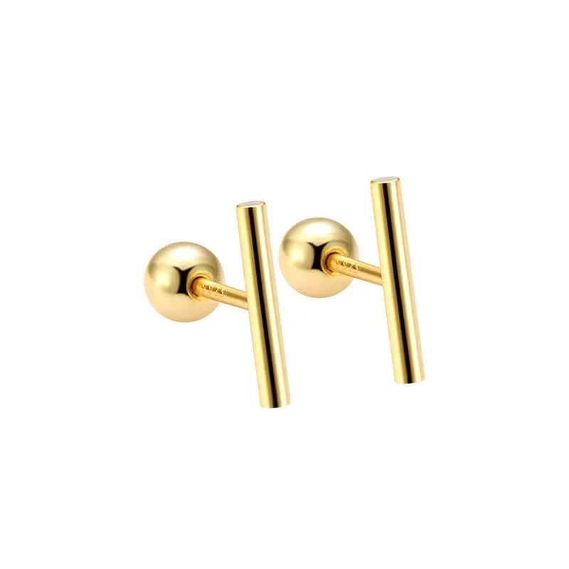 Trustdavis Real 925 Sterling Silver Stick Screw Stud Earrings For Women Children Baby Girls Kids Mini Minimalist Jewelry DA45