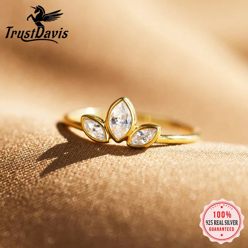 Fashion Simple Clover Flower Zircon Ring DS4760