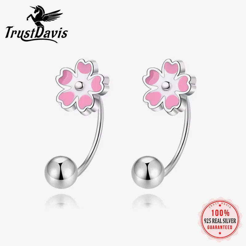 925 Sterling Silver Cute Flower Stud Earrings DS3950