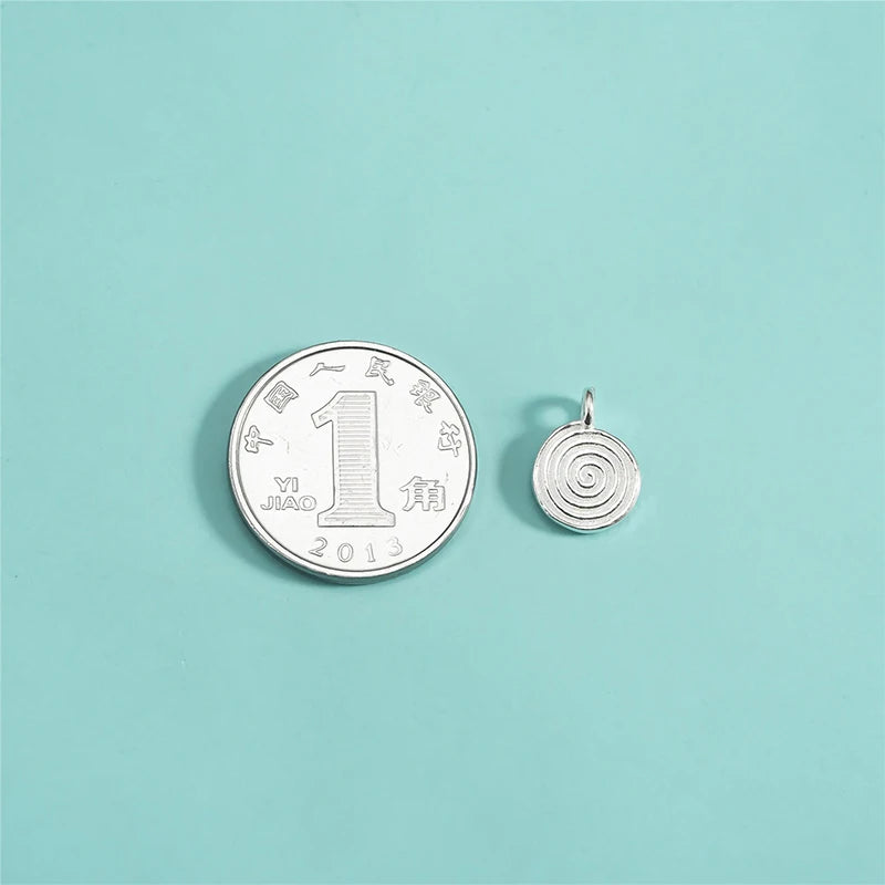 TrustDavis Real 925 Sterling Silver Fashion Coil Charm Pendant Handmade DIY Necklace Bracelet Accessories Fine Jewelry DZ1817