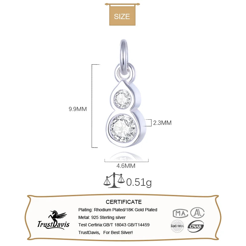 Round Shiny CZ Charms Pendant DIY Accessories HY942