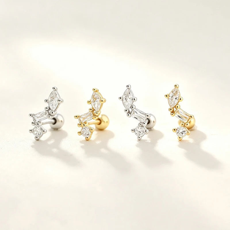 Irregular Zircon Stud Earrings for Women Daily Wear Jewelry Gift DS4991