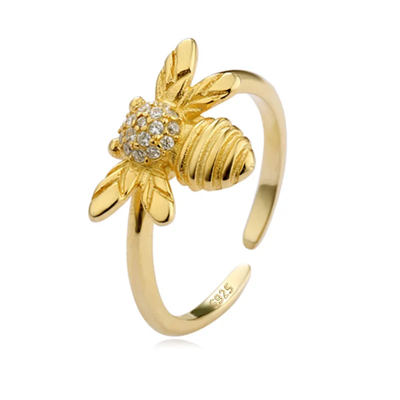 Gold Tone Bee Adjustable Ring ED337