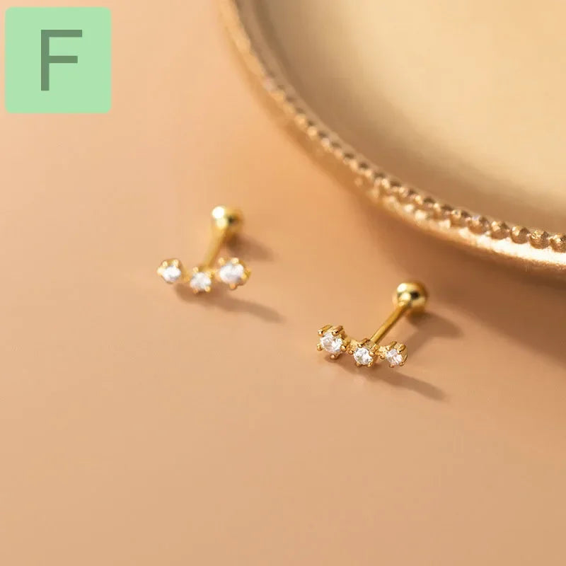 TrustDavis Real 925 Sterling Silver Fashion Sweet Square Luck Screw Stud Earrings For Women Children Fine Jewelry Gift DB1324