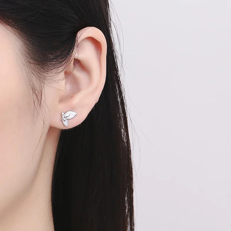 TrustDavis Real 925 Sterling Silver Fashion Butterfly Shiny CZ Stud Earrings For Mum Daughter Birthday Party Gift Jewelry DS4379