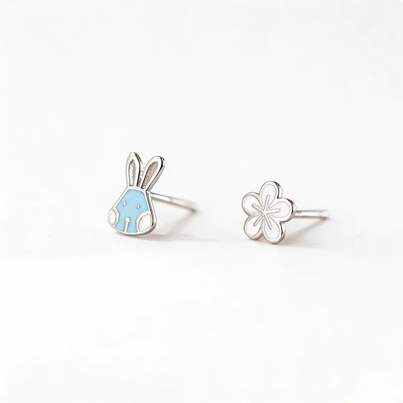 Rabbit and Flower Stud Earrings DS4805