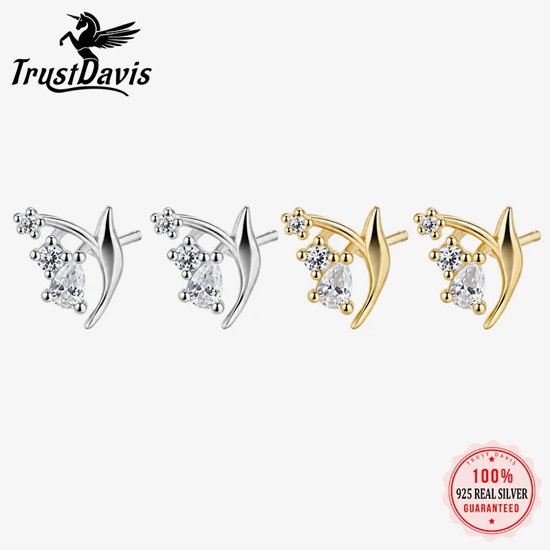 Lily of The Valley Stud Earrings Dainty CZ Floral Earrings DS4996