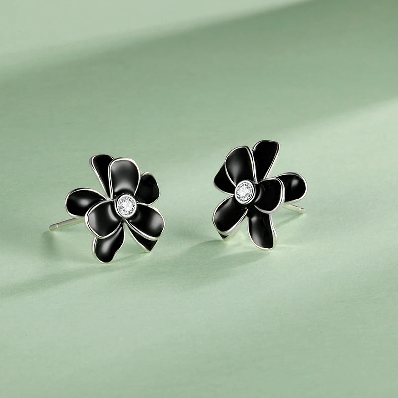 Trustdavis Real 925 Sterling Silver Earrings Sweet Colour Flower CZ Stud Earrings For Women Wedding Party Fine Jewelry DF221