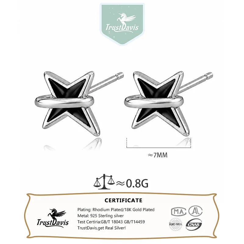 Fashion and Minimalist Black Four-pointed Star Stud Earrings DS4936