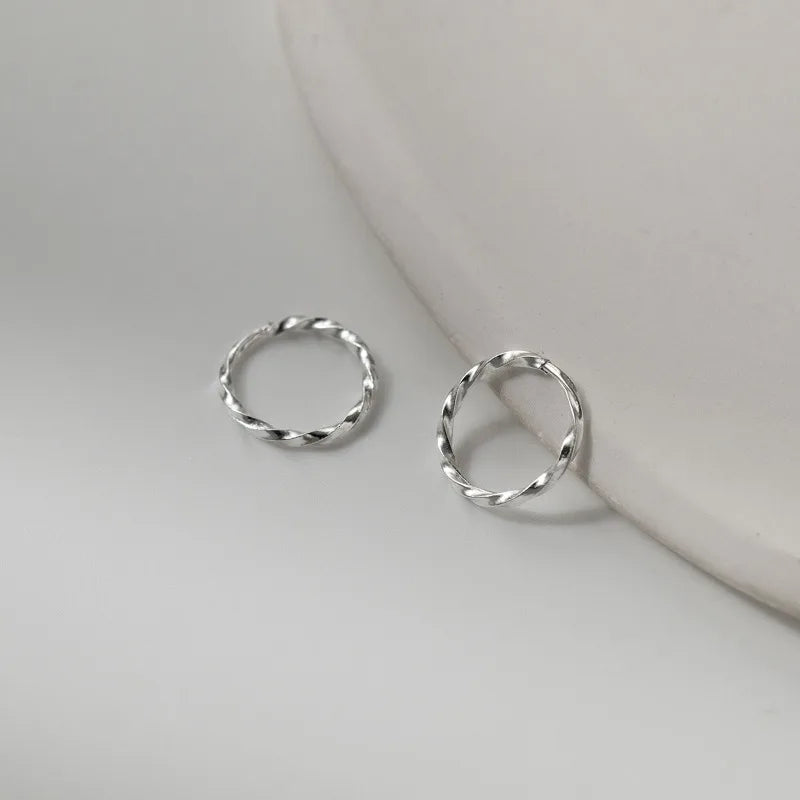 Silver Twisted Braided Hoop Earrings DS4966