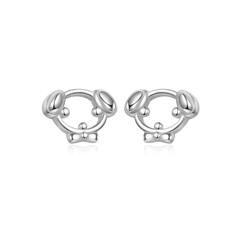 TrustDavis 100% 925 Sterling Silver Cute Little Dog Hollowed Out Stud Earrings for Daughter Girls Teens Lady DS4109