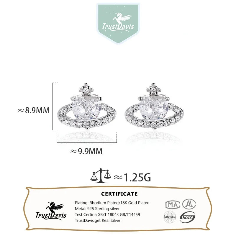 Heart-Shaped Planet Zirconia Stud Earrings DS5009