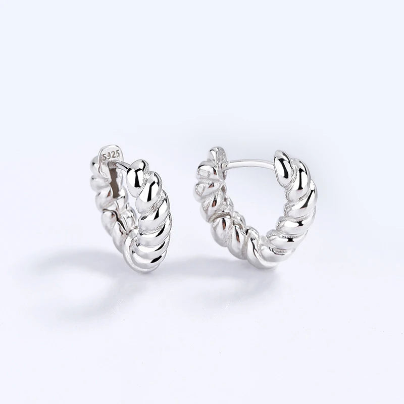 TrustDavis Real 925 Sterling Silver 2022 Fashion Triangle Twist Hoop Earrings For Women Office Lady Fine 925 Jewelry Gift DG0040