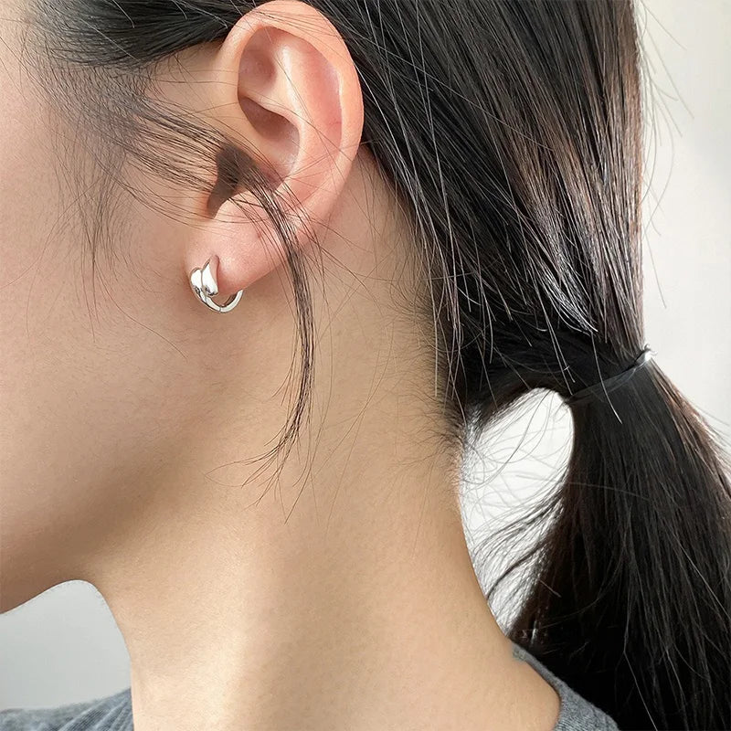 TrustDavis 925 Sterling Silver Women's Fashion Simple Double-layer Teardrop Hoop Earrings for Women Girls Jewelry Gift DS4355