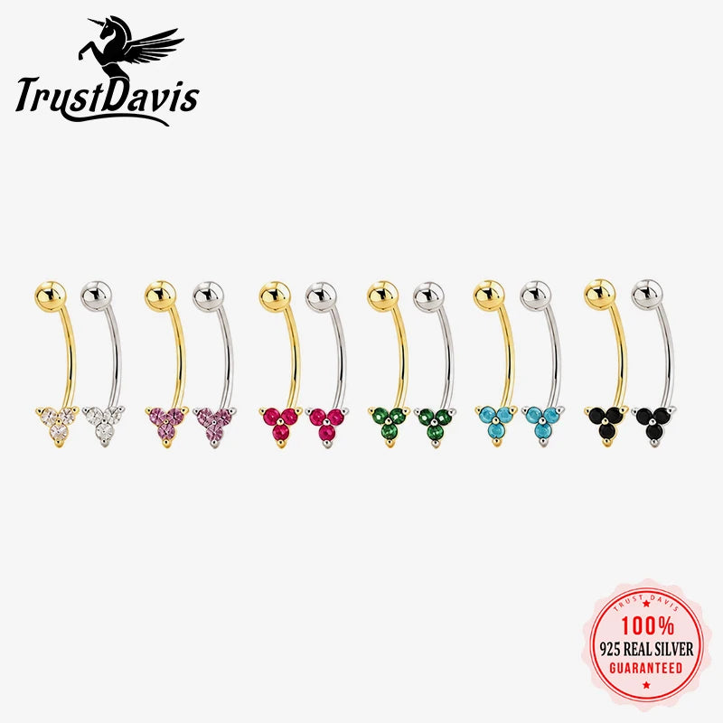 Clover Earrings MultiColor CZ C Shape Screw Earrings DS5005
